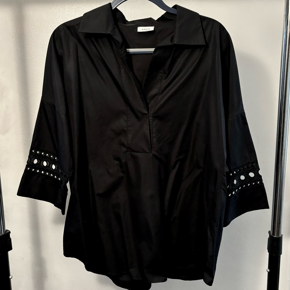 AKRIS PUNTO Punto-Sleeve Kimono Blouse, size 10